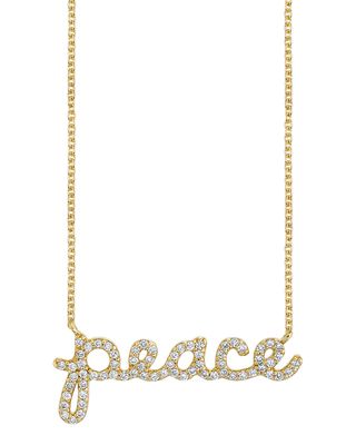 14k Diamond Small Peace Script Necklace