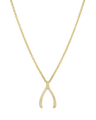 14k Diamond Wishbone Necklace