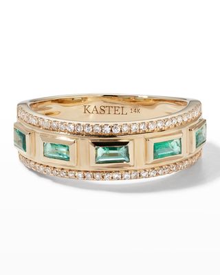 14k Emerald and Diamond Ring, Size 7