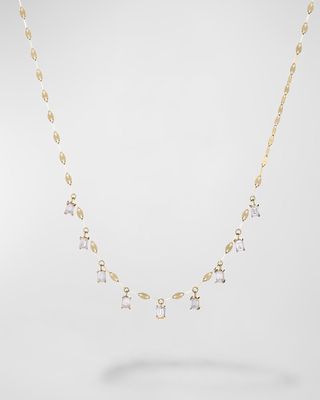 14k Emerald-Cut Diamond Rain Necklace