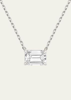 14K Emerald Diamond Solitaire Necklace