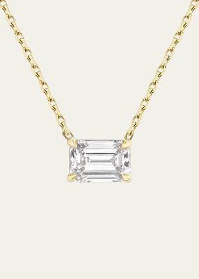 14K Emerald Lab Created/VRAI Created Diamond Solitaire Necklace