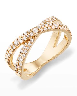 14k Flawless Diamond Vanity Crisscross Ring, Size 7