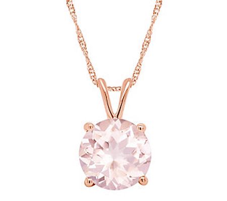 14K Gold 1.70 cttw Round Morganite Pendant with Chain