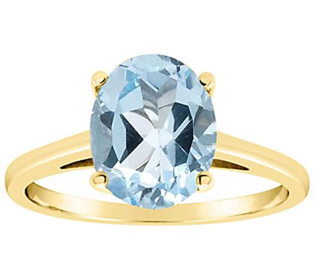 14K Gold 3.20 cttw Oval Sky Blue Topaz Ring