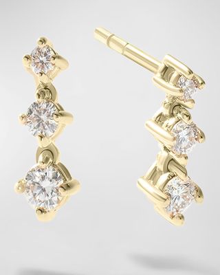 14K Gold 3-Piece Solo Diamond Charm Stud Earrings, Set of 2