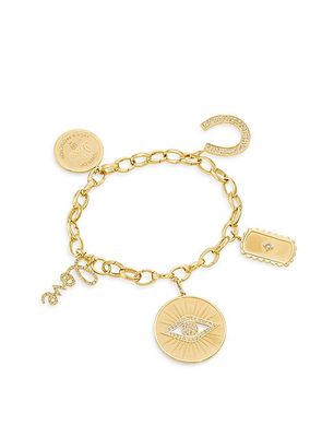 14K Gold & Diamond Charm Bracelet