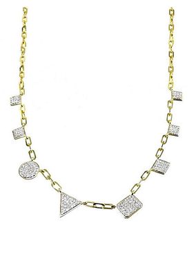 14K Gold & Diamond Geometric Paperclip Necklace