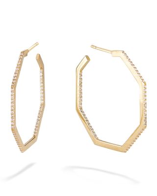 14k Gold & Diamond Hexagon Hoop Earrings