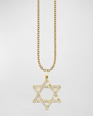 14K Gold and Diamond Star of David Pendant Necklace