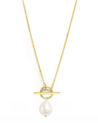 14k Gold Baroque Pearl Toggle Necklace