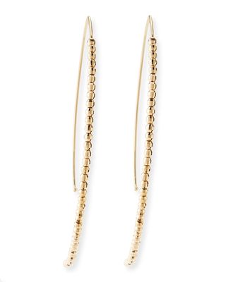 14k Gold Beaded Marquise Drop Earrings