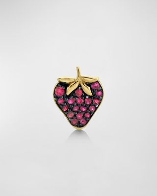 14K Gold, Black Gold And Ruby Strawberry Stud