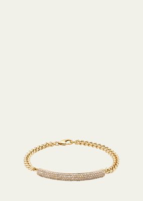 14K Gold Curb Chain Bracelet with Diamond Bar