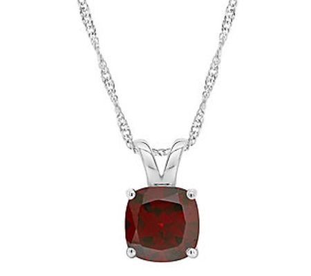 14K Gold Cushion Cut 2.50 cttw Garnet Pendant w / Chain