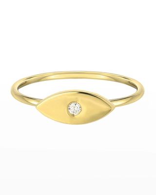 14k Gold Diamond Evil Eye Ring