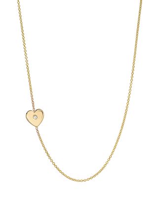 14k Gold Diamond Heart Asymmetric Necklace