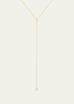 14k Gold Diamond Teardrop Lariat Necklace