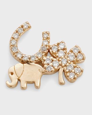 14k Gold Elephant Stud Earring with Diamonds