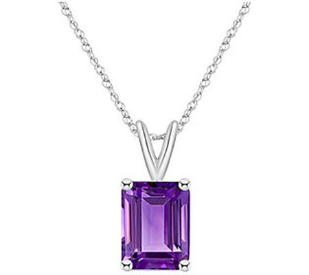 14K Gold Emerald-Cut 3.15 cttw Amethyst Pend an t w/ Chain