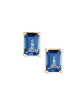 14k Gold Emerald-Cut Stud Earrings