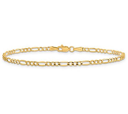 14K Gold Figaro Link Chain Bracelet