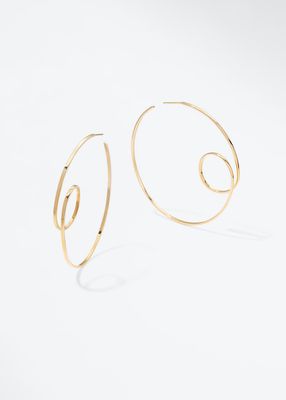 14k Gold Flat-Loop Hoop Earrings, 60mm