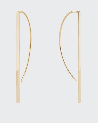 14k Gold Flat P-Hoop Earrings