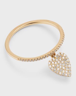 14k Gold Flawless Diamond Heart Charm Ring