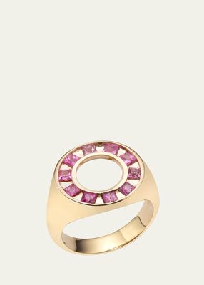 14k Gold Full Moon Pink Sapphire Ring