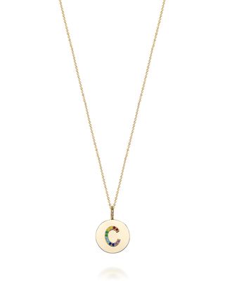 14K Gold Kari Rainbow Initial Medallion Necklace
