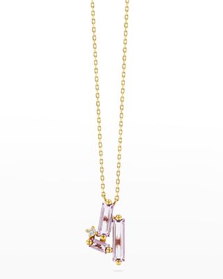 14K Gold Linear Cluster Necklace, Rose de France