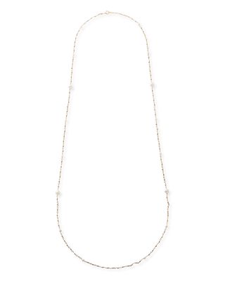 14k Gold Long Wrapped Necklace w/ Akoya Pearls