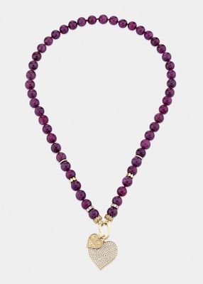 14K Gold Luxe Heart Ruby Bead Combo Necklace