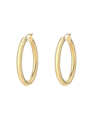 14k Gold Medium Thick Hoop Earrings