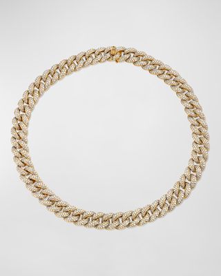 14k Gold Micropave Diamond-Link Necklace, 16"L