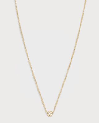 14K Gold Mini Bezel Diamond 0.03ct Necklace