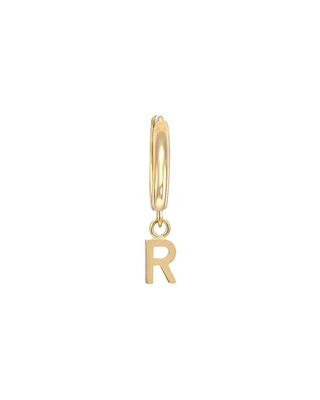 14k Gold Mini Huggie Initial Earring, Single