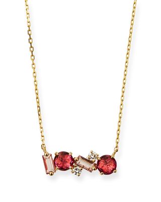 14k Gold Mini Pink & Morganite Topaz Fireworks Necklace