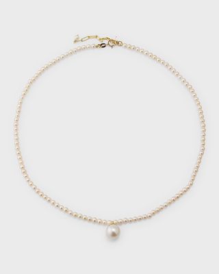 14k Gold Pearl Choker Necklace