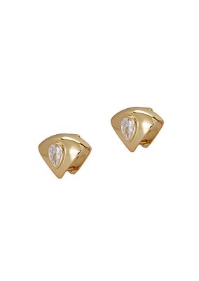 14K-Gold-Plated & Cubic Zirconia Fan Stud Earrings
