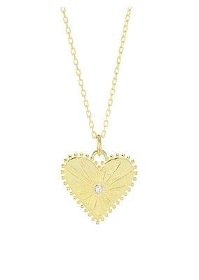 14K-Gold-Plated & Cubic Zirconia Heart Pendant Necklace