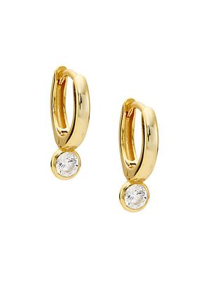 14K-Gold-Plated & Cubic Zirconia Huggie Hoop Earrings