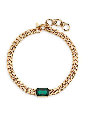 14K Gold-Plated & Faux Emerald Glass Stone Toggle Necklace