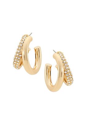 14K-Gold-Plated & Glass Crystal Double-Hoop Earrings