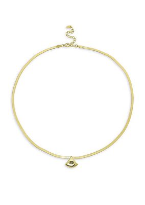 14K-Gold-Plated & Sapphire Fan Pendant Necklace