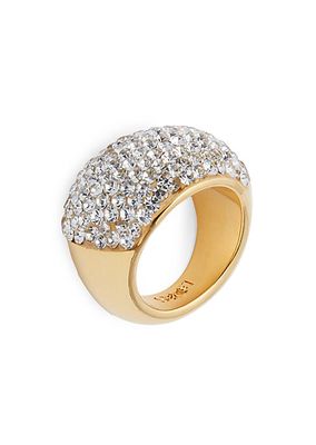 14K-Gold-Plated, Clay, & Crystal Domed Ring