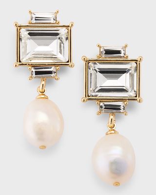 14k Gold-Plated Crystal and Pearl Drop Earrings