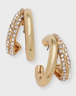 14K Gold Plated Crystal Double Hoop Earrings