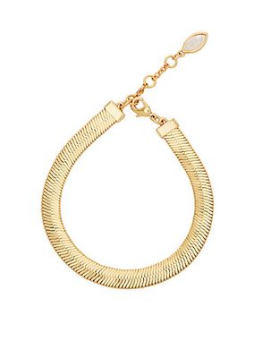 14K-Gold-Plated Herringbone Chain Bracelet